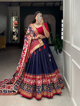 Tussar Silk Lehenga For Patola Print With Foil Work